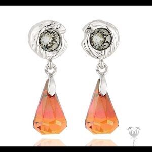 Swarovski earrings white Rhodium stone Red Magma